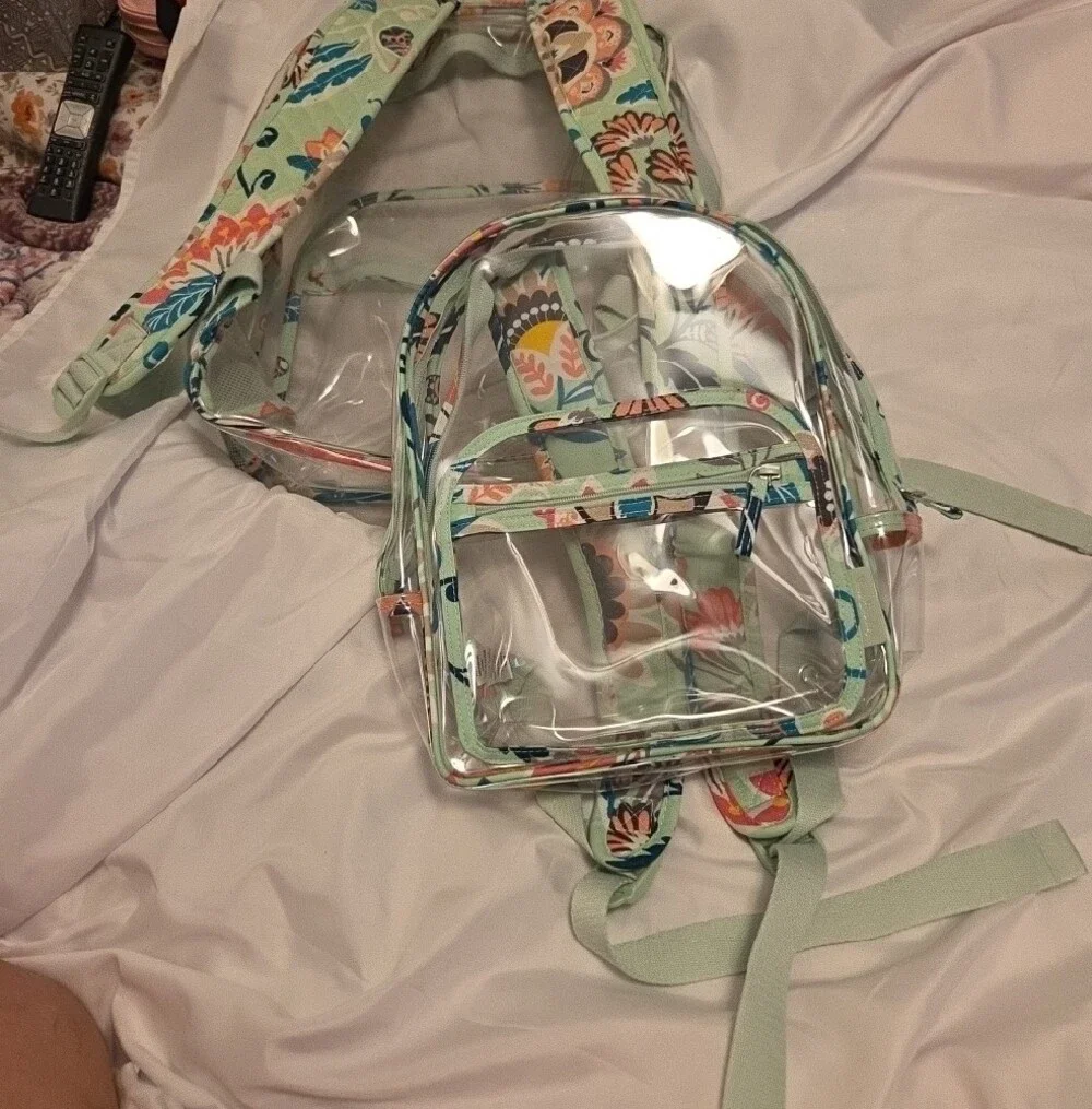 Vera Bradley Set Of 2 Floral PVC Backpack - Mint Trim